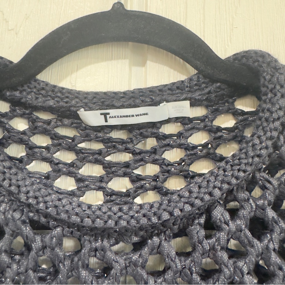 Alexander Wang Charcoal Open Knit Top - Picture 2 of 5